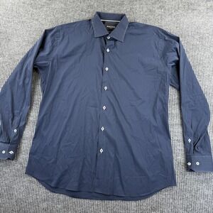 Maceoo Paris Shirt Mens Large Blue Laser Perforated‎ Dress Button Up Luxor 4.39